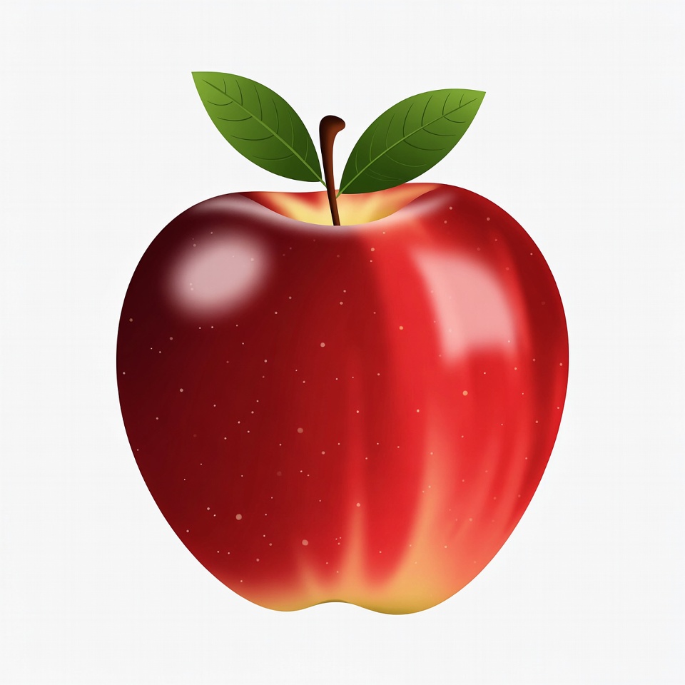 Red apple with green leaf Red apple with green leaf