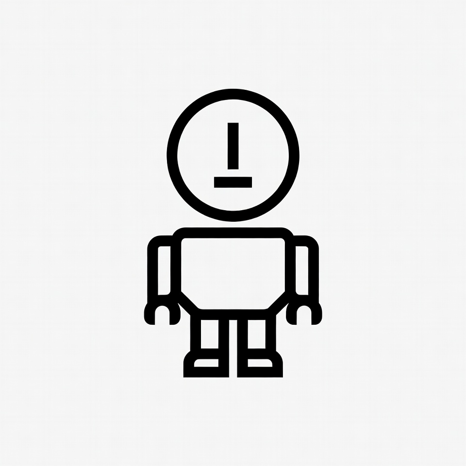 Line Art Robot with Exclamation Mark Line Art Robot with Exclamation Mark
