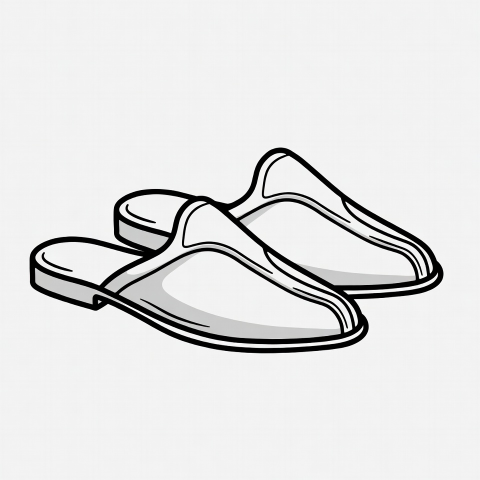 Pair of white slippers illustration Pair of white slippers illustration