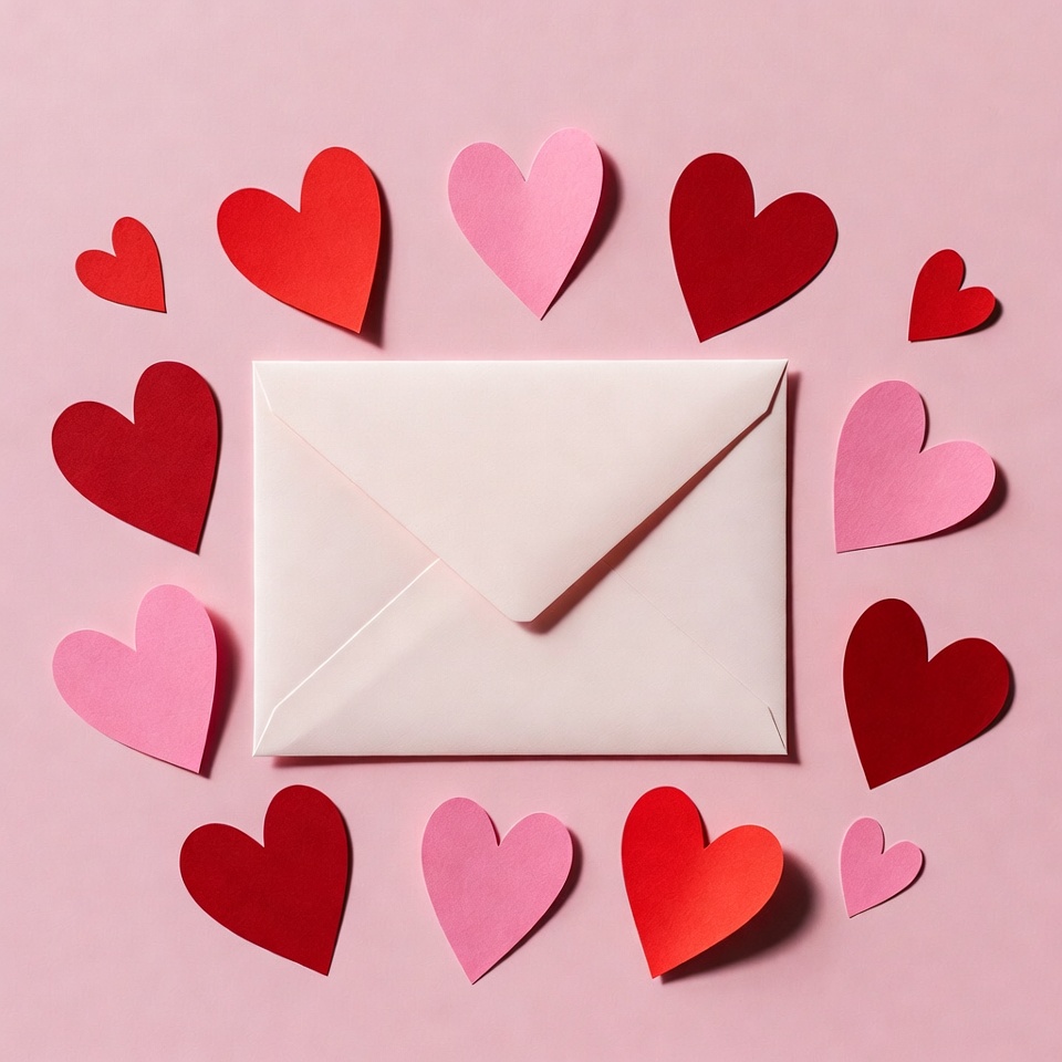 Pink Envelope Surrounded by Hearts Pink Envelope Surrounded by Hearts