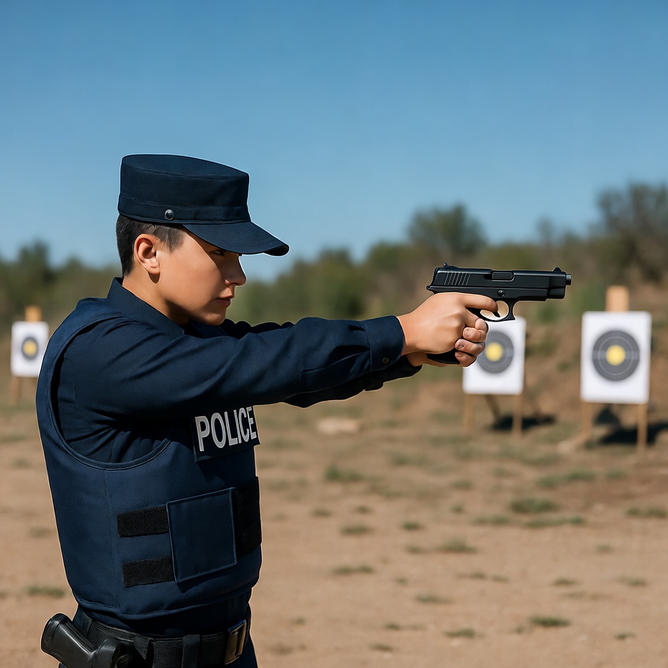 Asian police officer shooting targets Asian police officer shooting targets