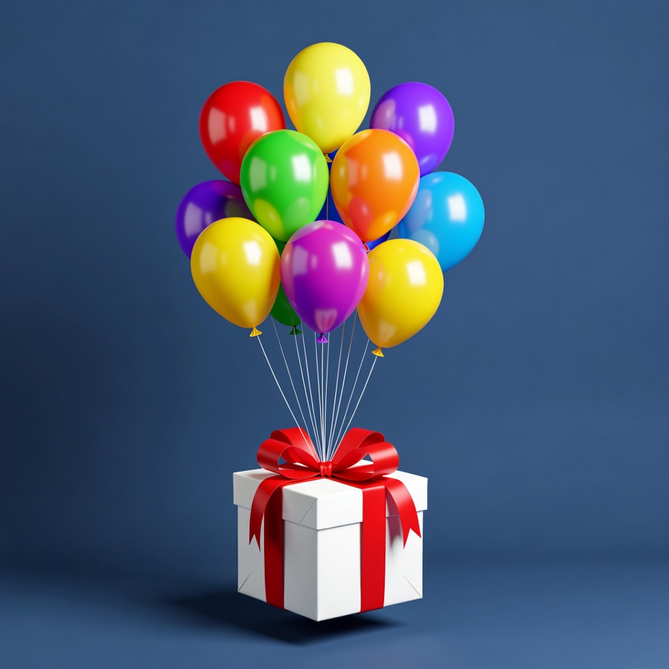 Gift Box with Colorful Balloons Gift Box with Colorful Balloons