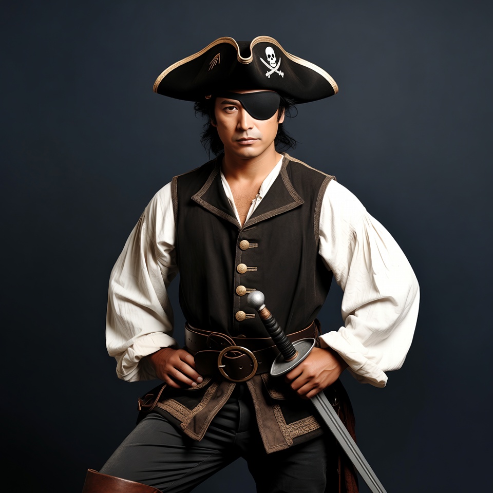 Pirate man with eyepatch and sword Pirate man with eyepatch and sword