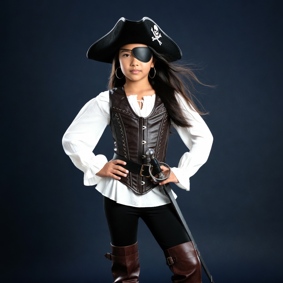 Young girl in pirate costume Young girl in pirate costume