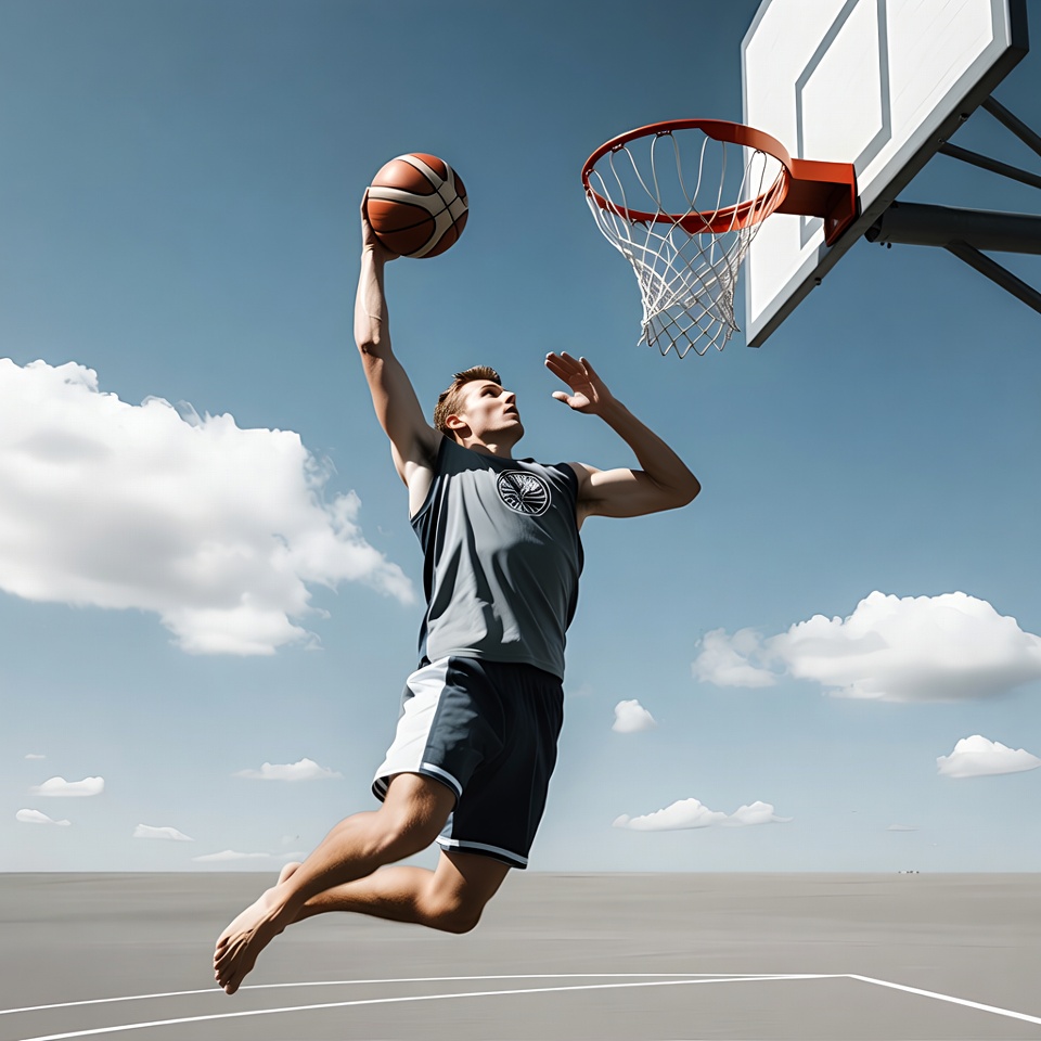 Man dunking basketball Man dunking basketball
