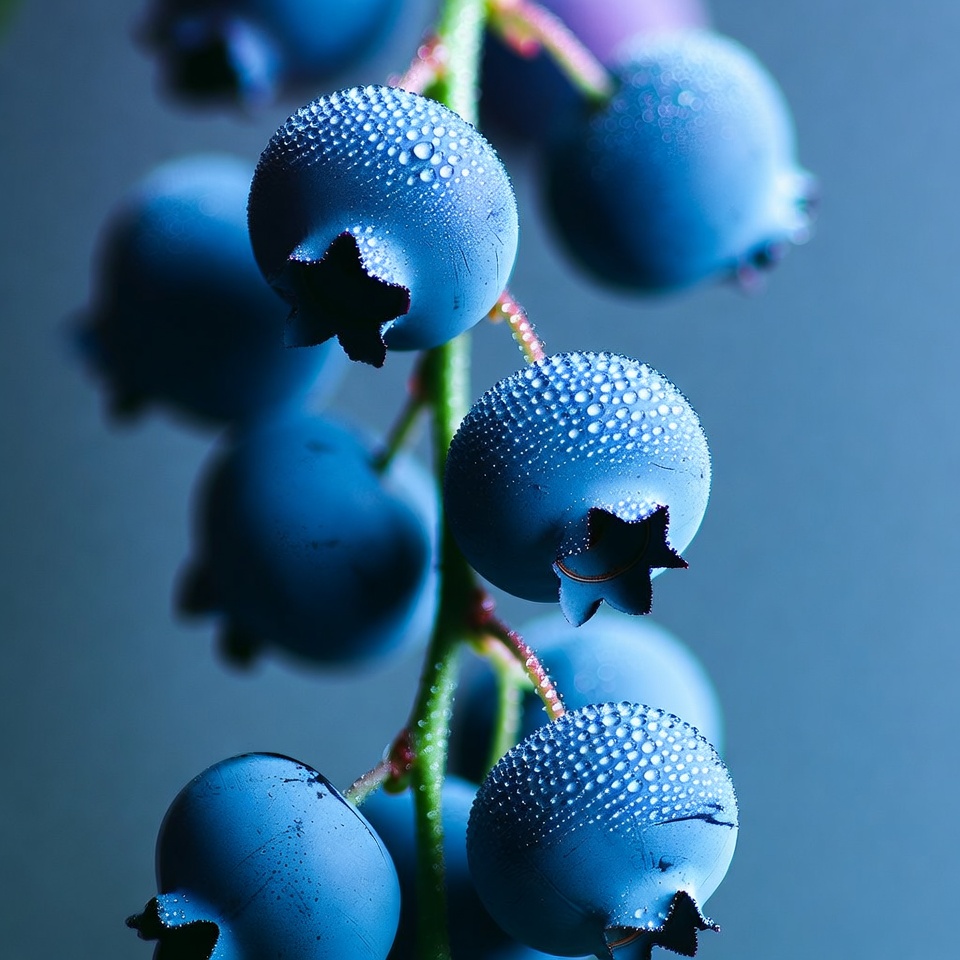 Fresh Blueberries on Stem Fresh Blueberries on Stem