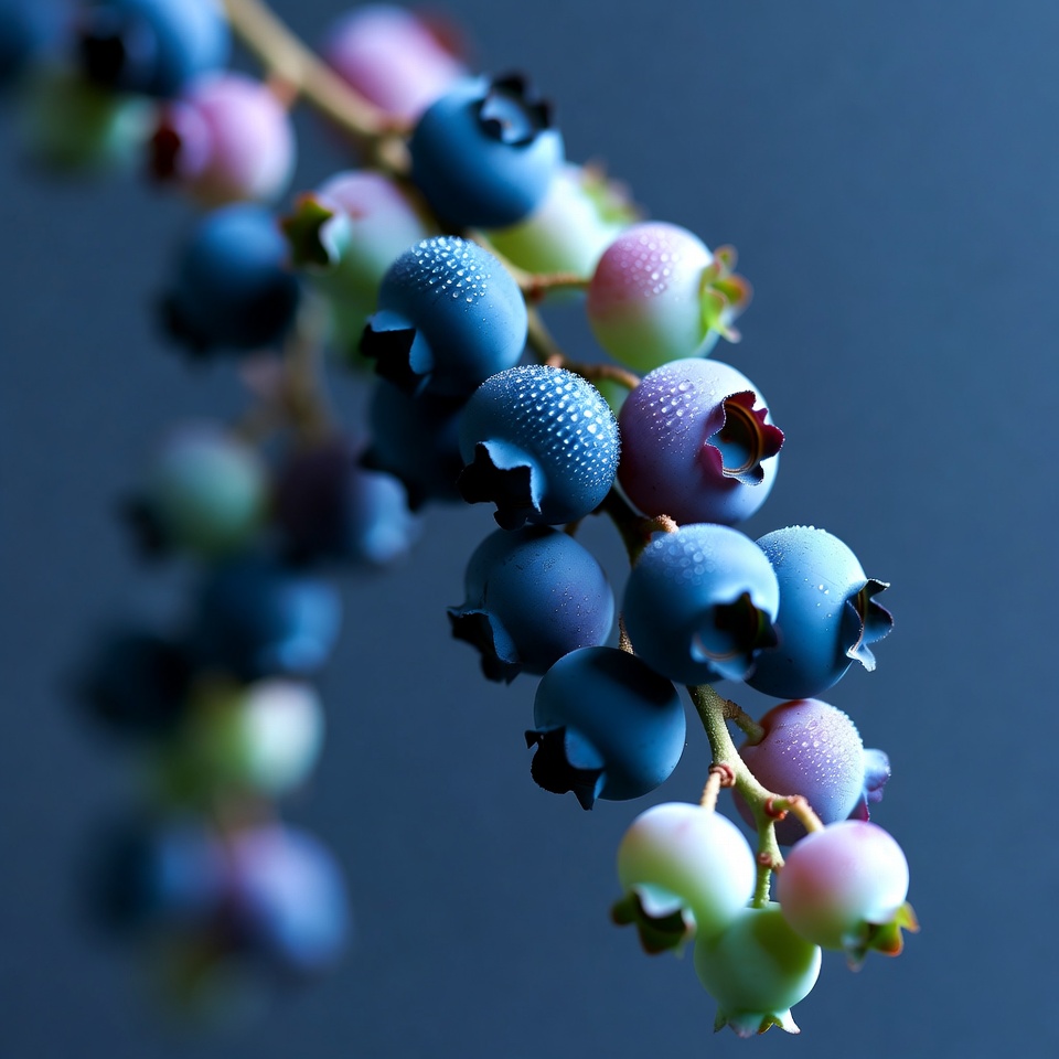 Cluster of Blueberries on Branch Cluster of Blueberries on Branch