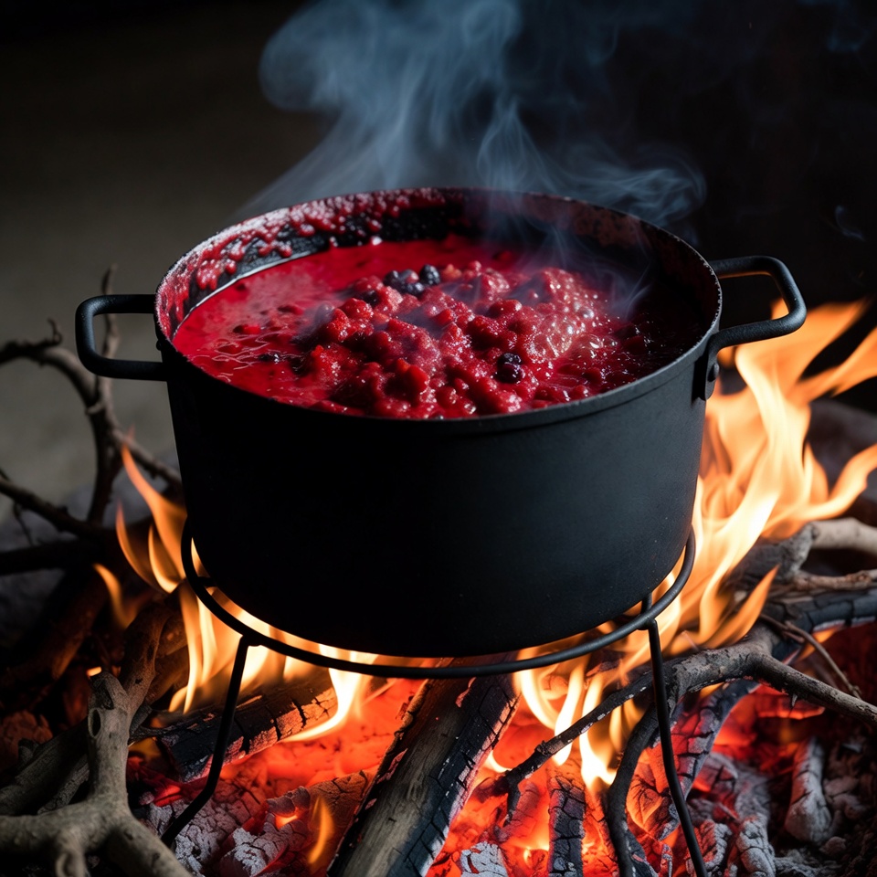 Steaming Borscht Over Campfire Steaming Borscht Over Campfire