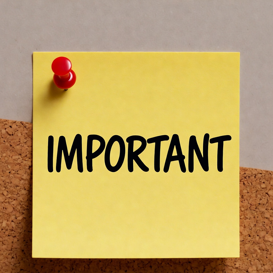 Important Note on Corkboard Important Note on Corkboard