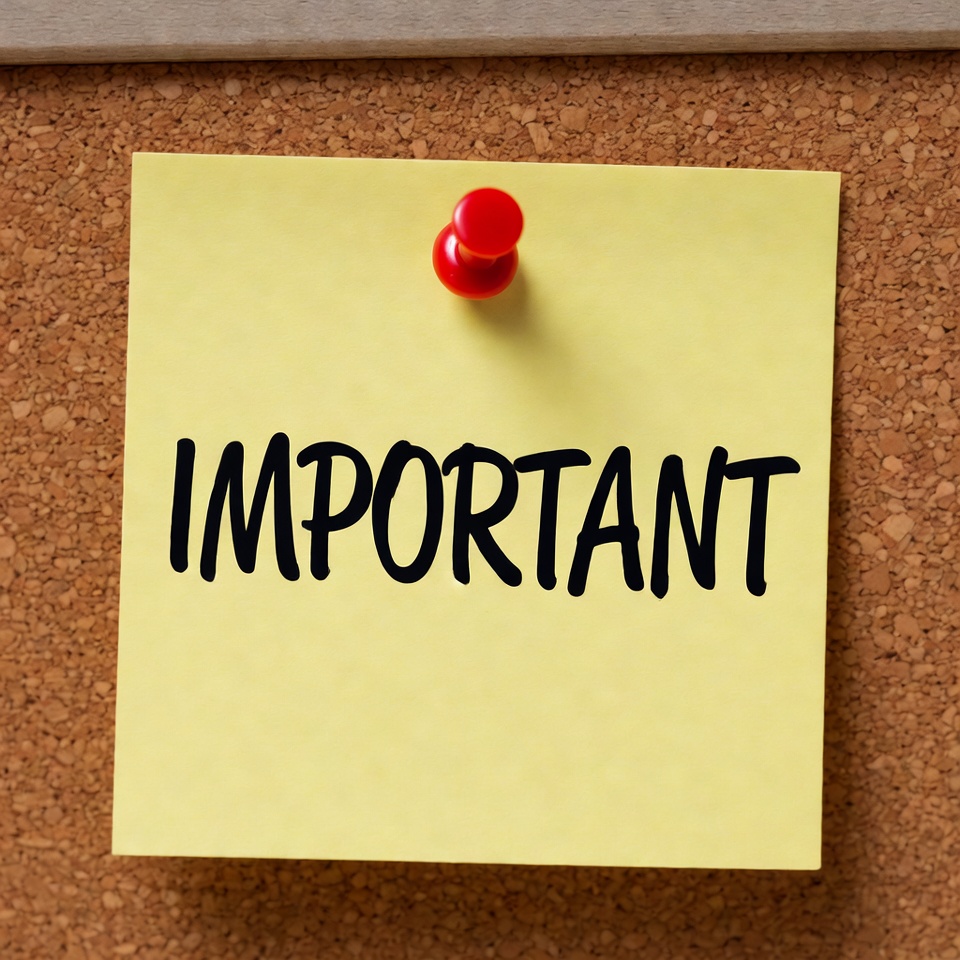 Important Note on Corkboard Important Note on Corkboard