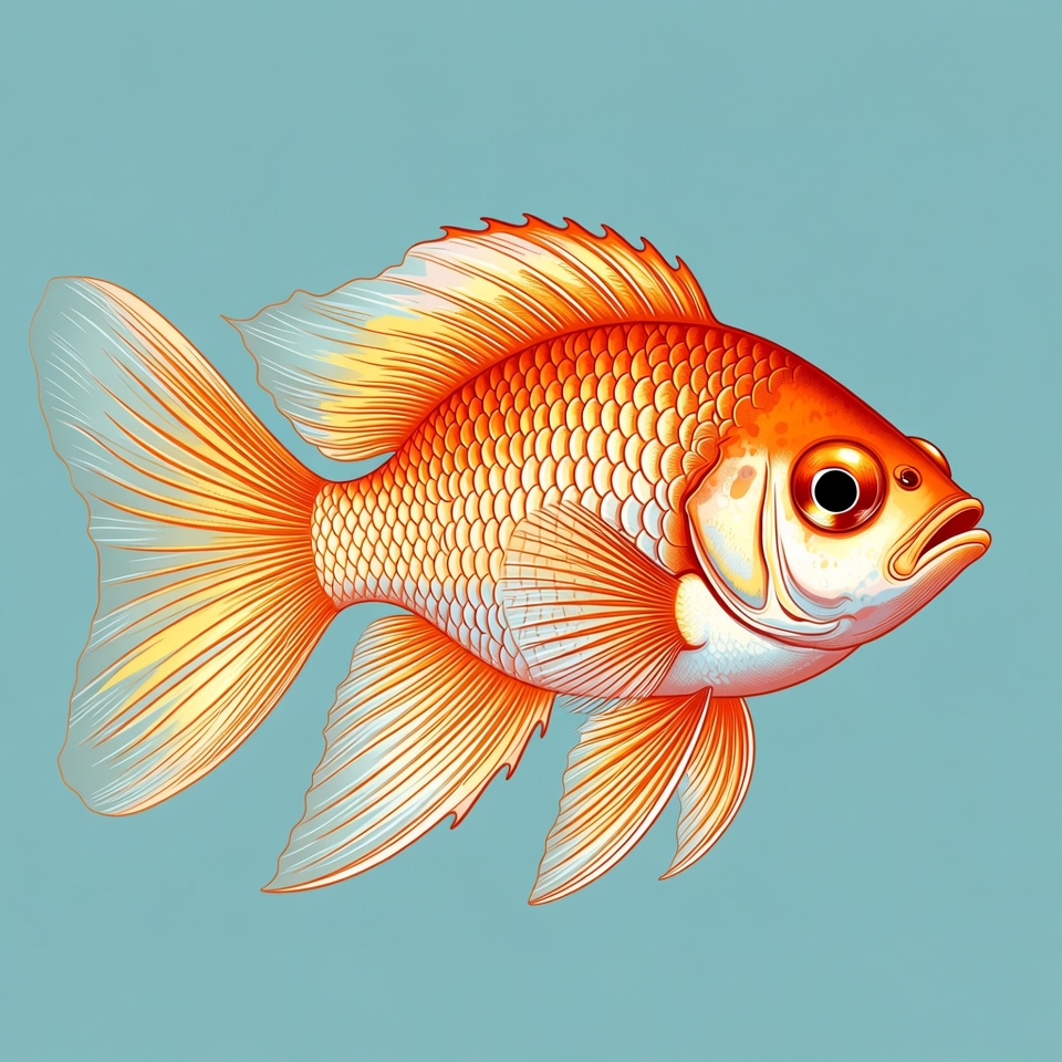 Vibrant Goldfish on Blue Background Vibrant Goldfish on Blue Background