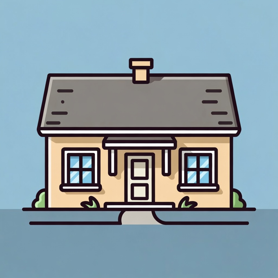 Cartoon yellow house with chimney Cartoon yellow house with chimney