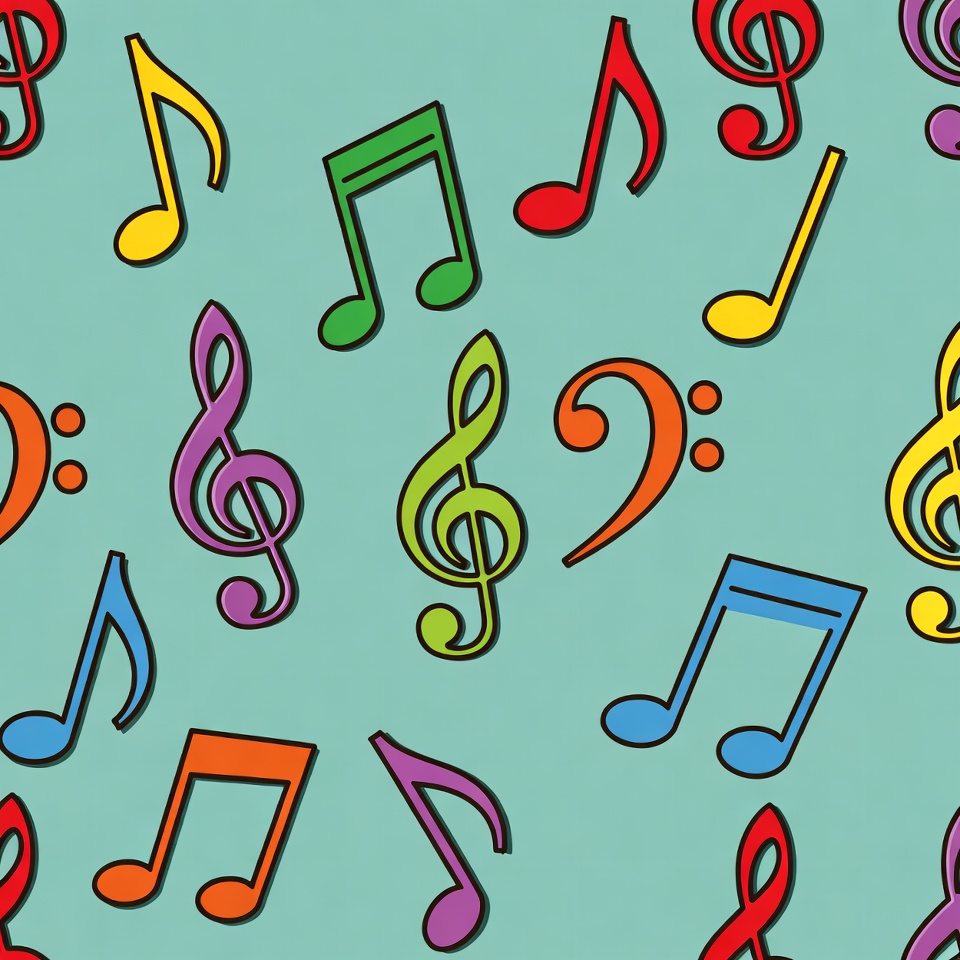 Colorful musical notes clipart pattern Colorful musical notes clipart pattern