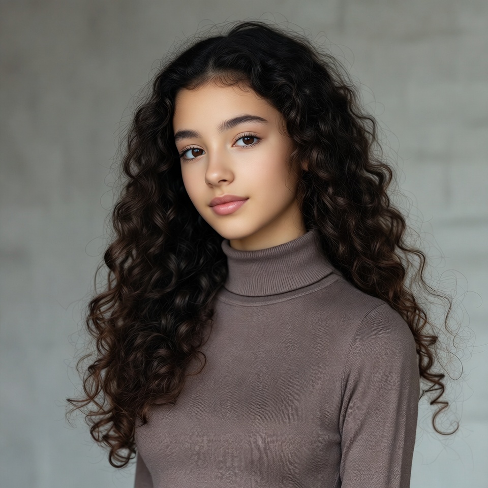 Teen girl with curly hair Teen girl with curly hair