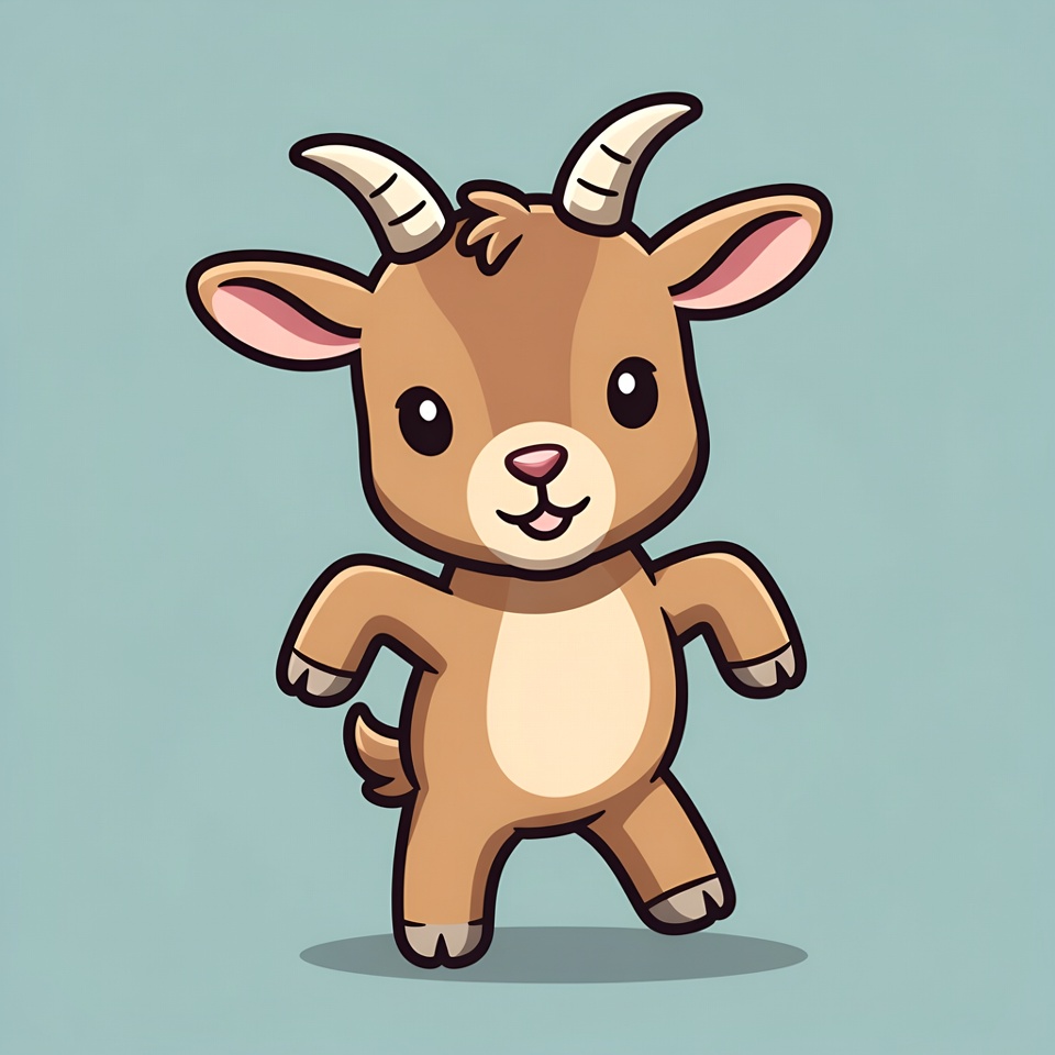 Cute cartoon baby goat dancing Cute cartoon baby goat dancing
