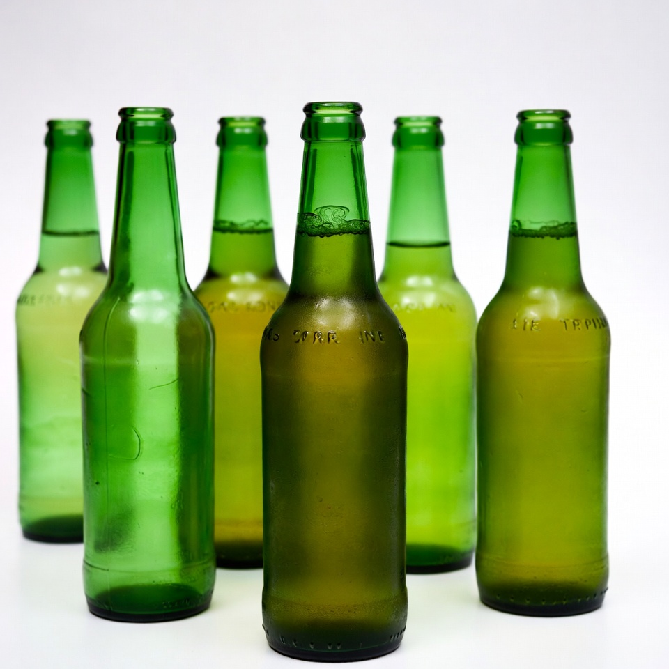 Six Green Beer Bottles Six Green Beer Bottles