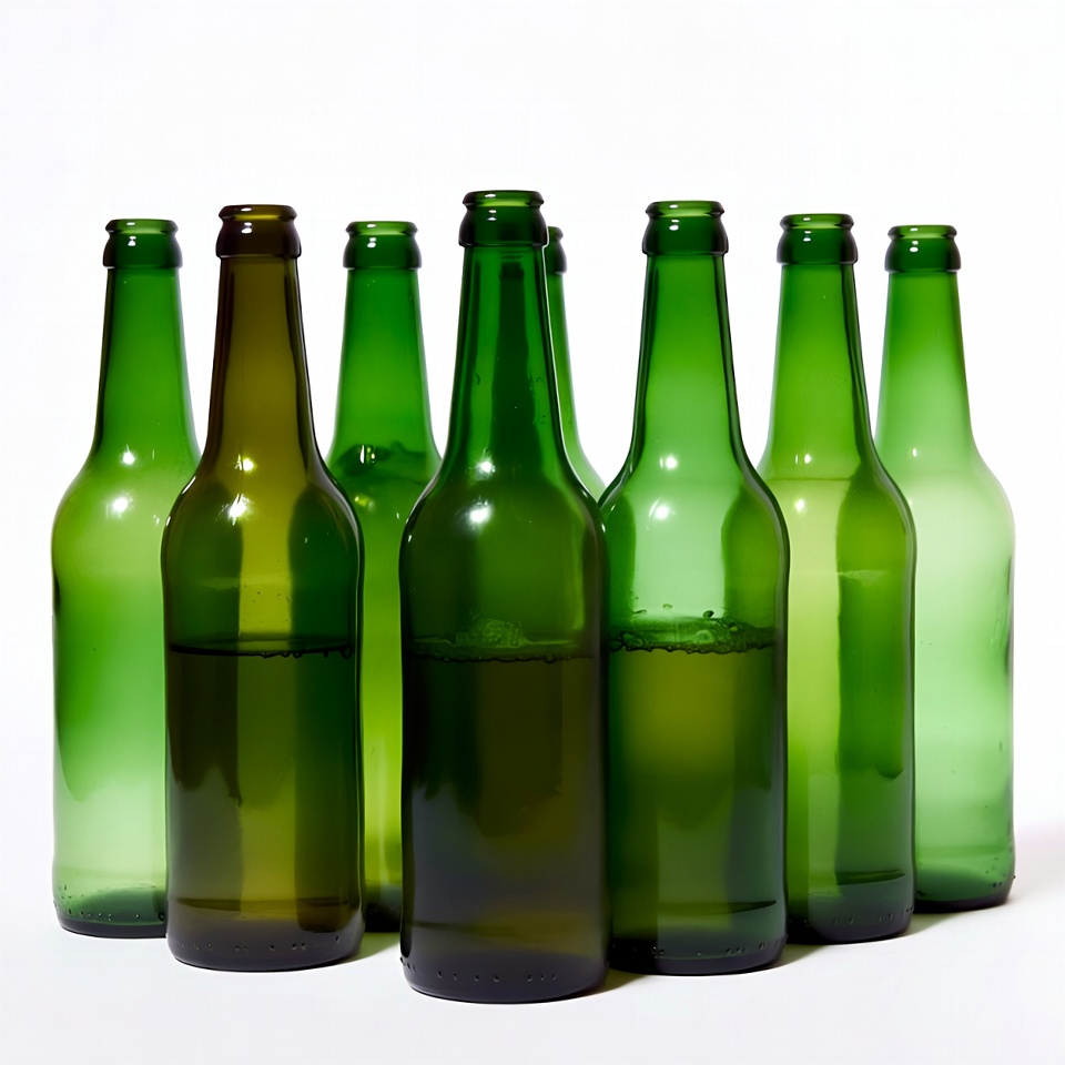 Green glass bottles on white background Green glass bottles on white background