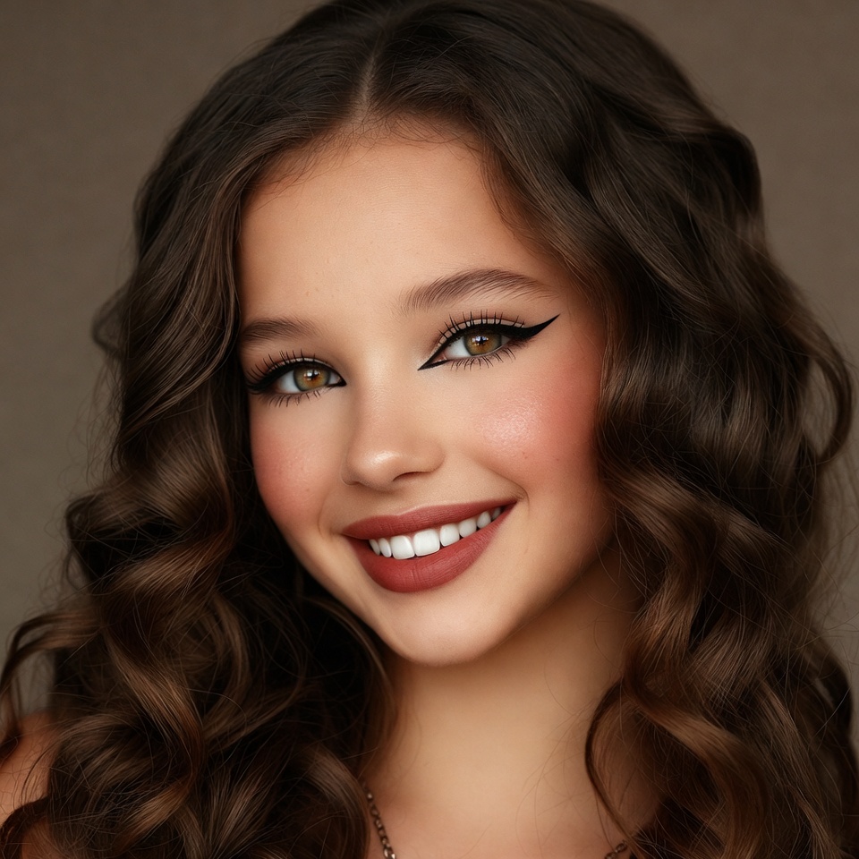 Smiling woman with brown hair Smiling woman with brown hair