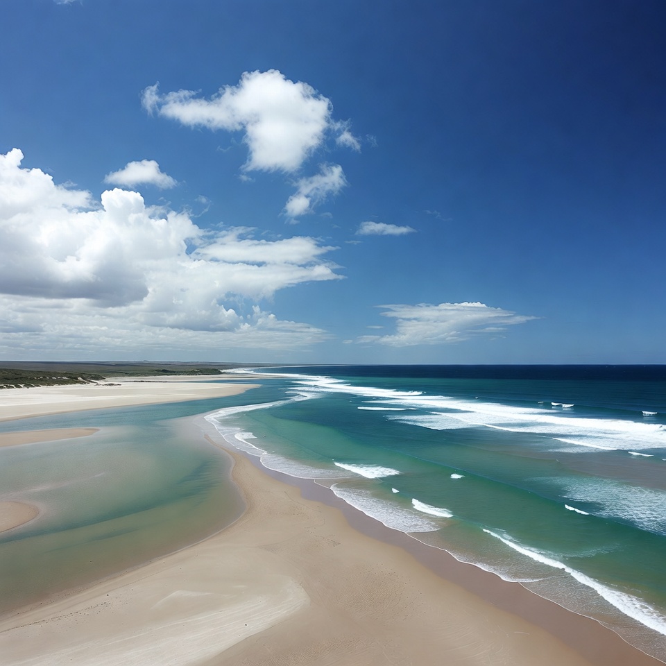 Sandy beach with turquoise estuary Sandy beach with turquoise estuary