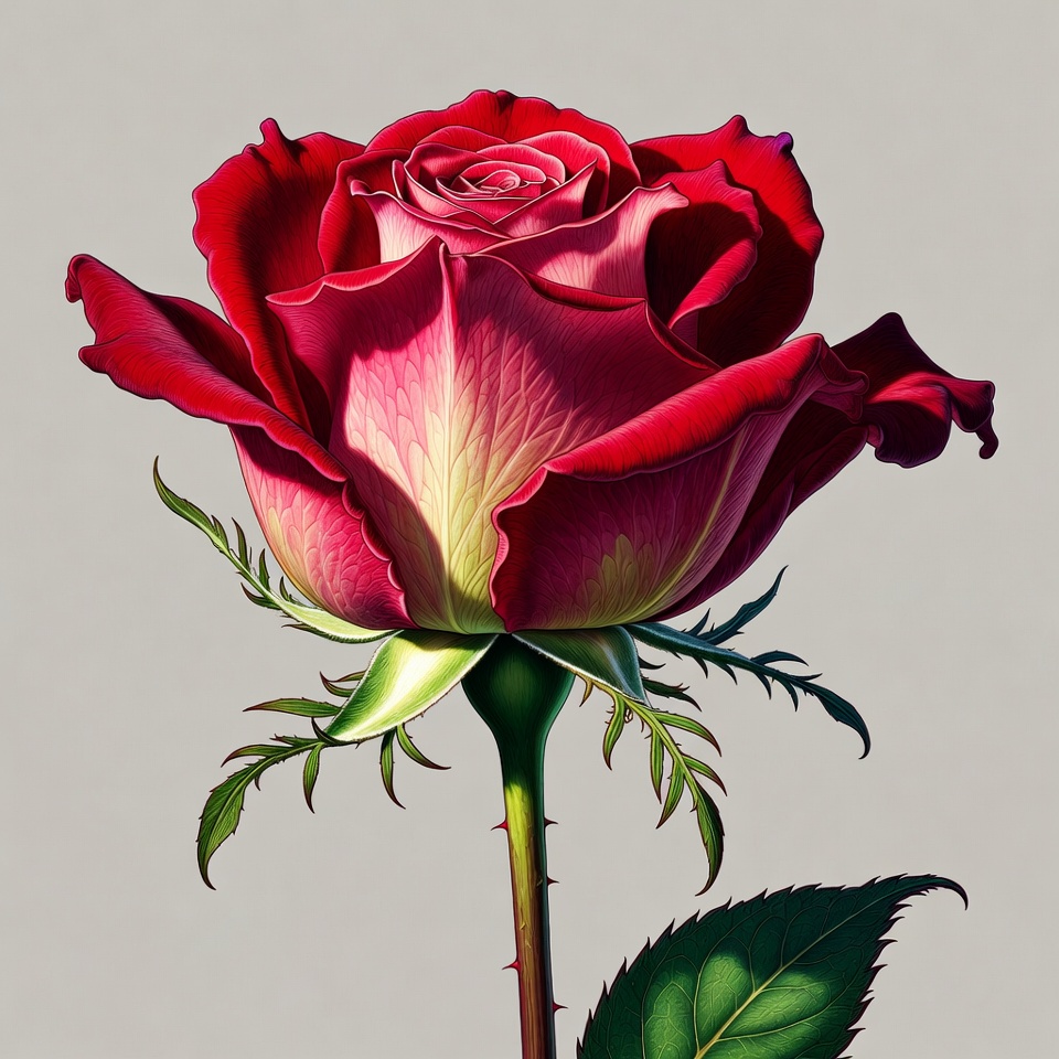 Vibrant Red Rose with Stem Vibrant Red Rose with Stem