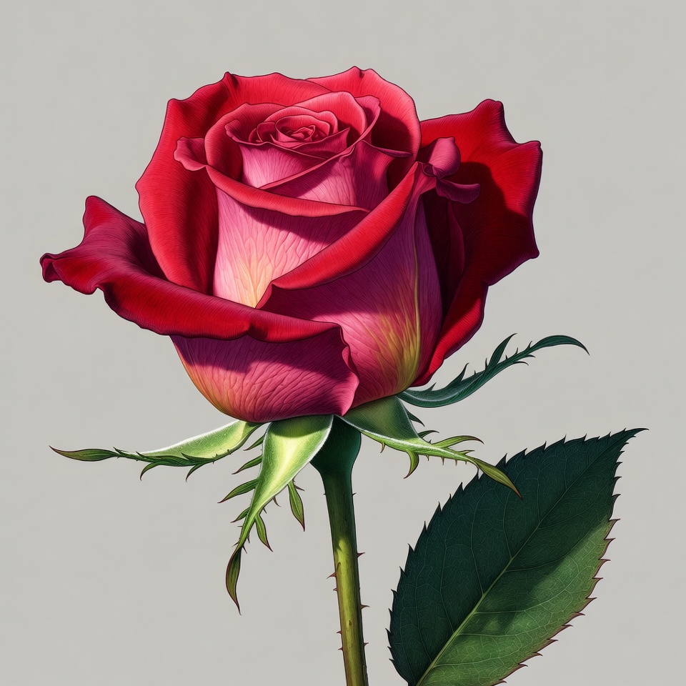 Red Rose with Green Leaf Red Rose with Green Leaf