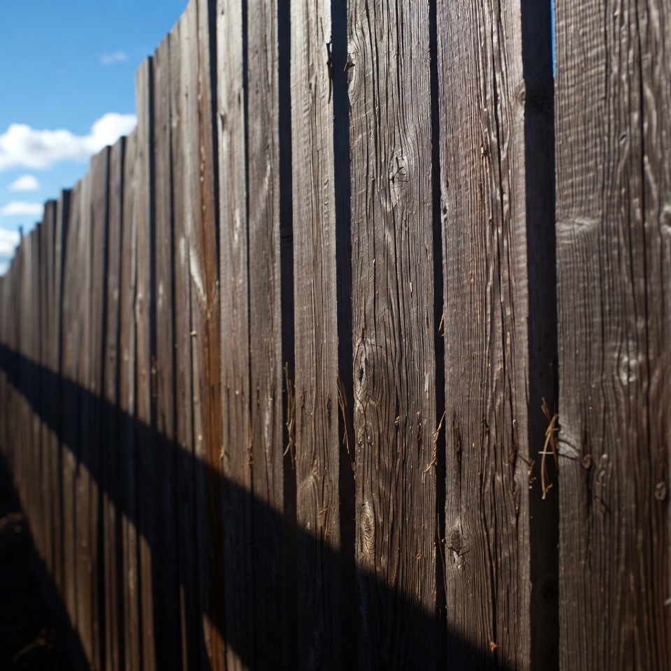 Wooden fence against blue sky Wooden fence against blue sky