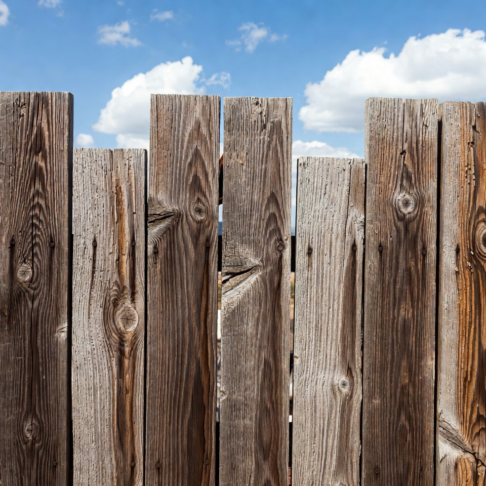 Wooden fence against blue sky Wooden fence against blue sky
