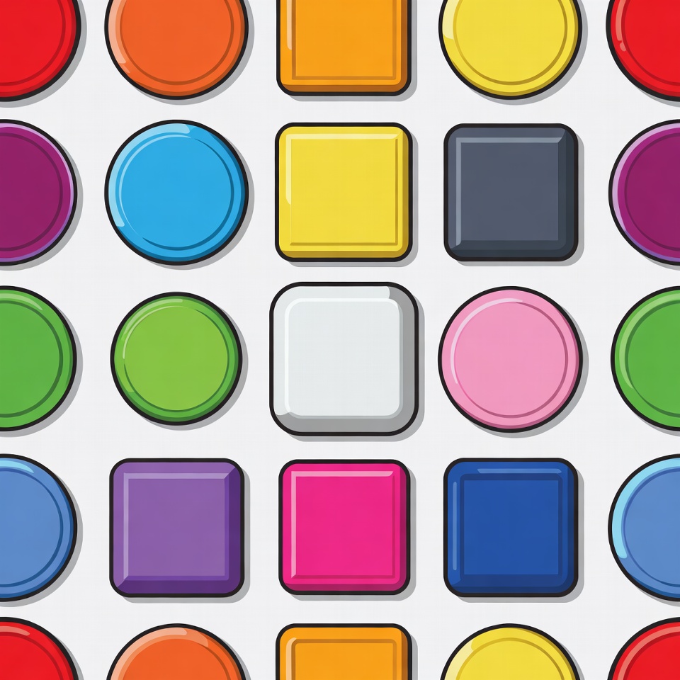 Colorful Round and Square Buttons Pattern Colorful Round and Square Buttons Pattern