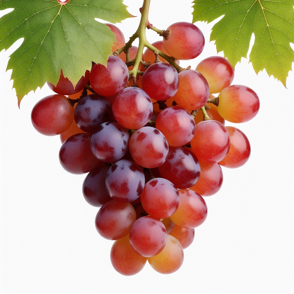 Bunch of red grapes with leaves Bunch of red grapes with leaves