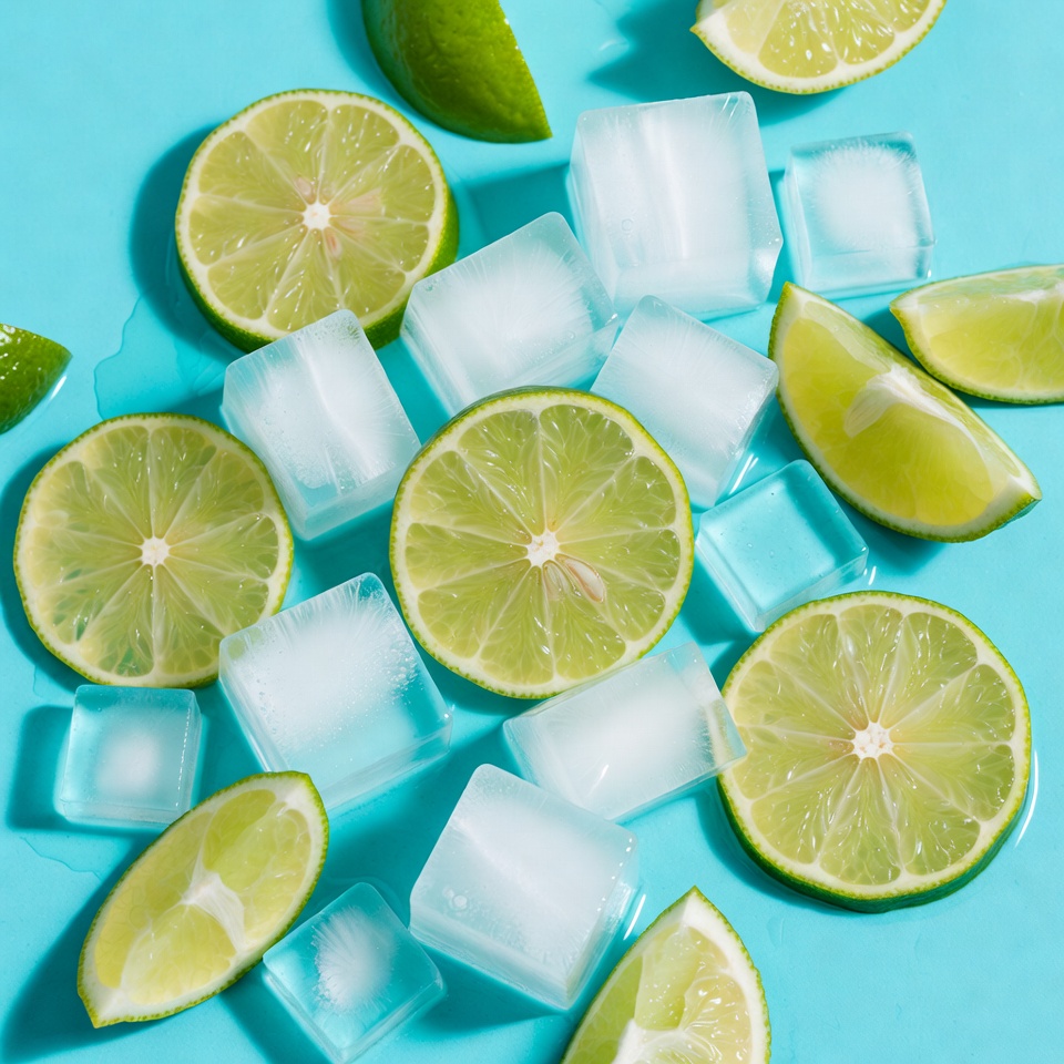Lime Slices with Ice Cubes Lime Slices with Ice Cubes