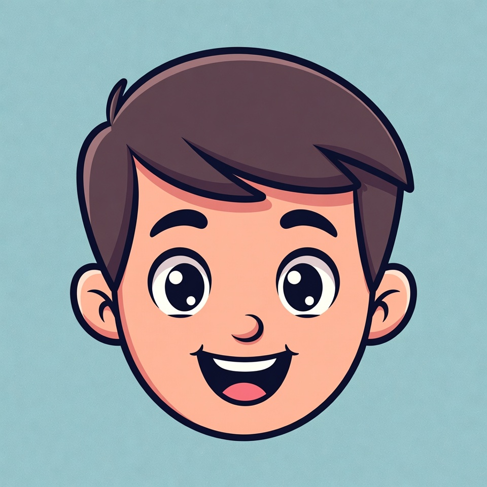 Cartoon boy smiling happily Cartoon boy smiling happily