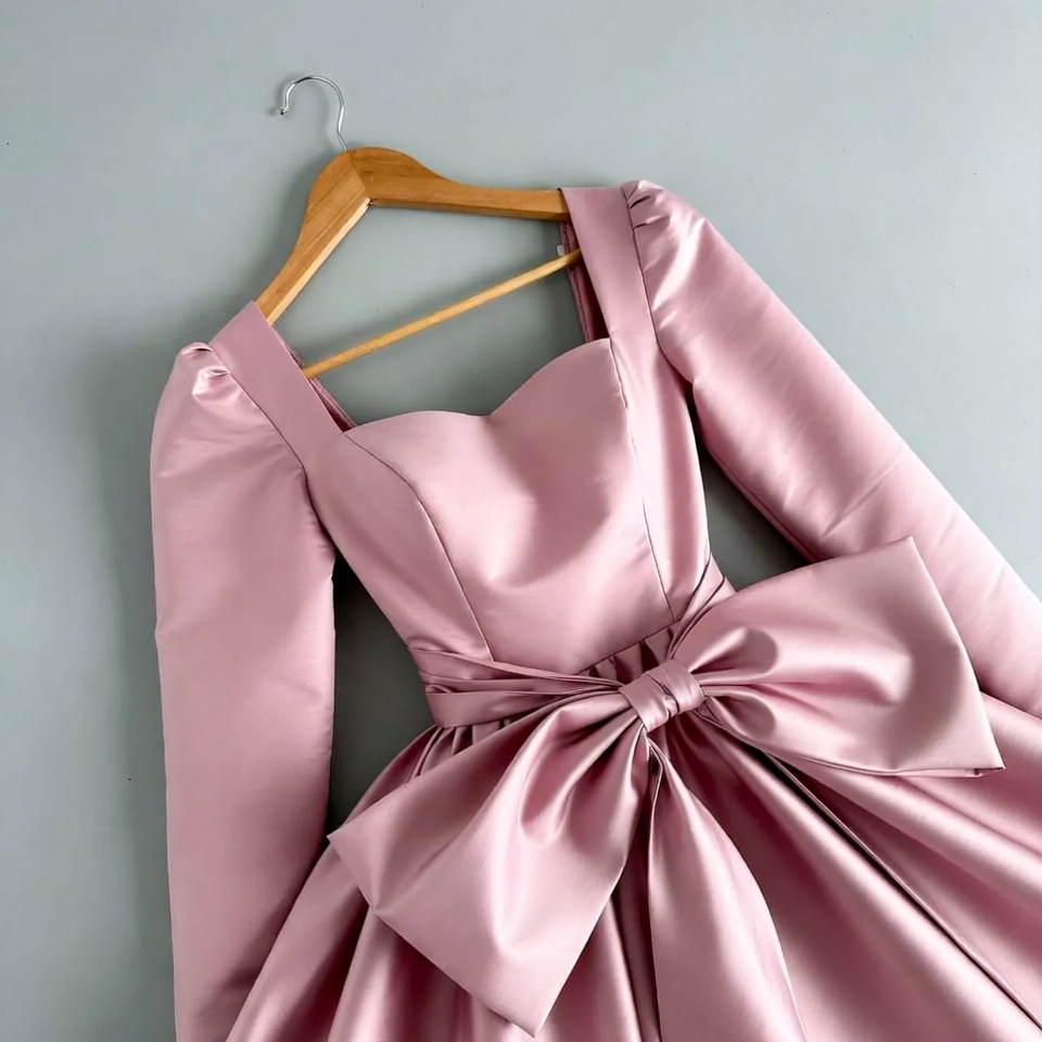 Pink Satin Dress on Hanger Pink Satin Dress on Hanger