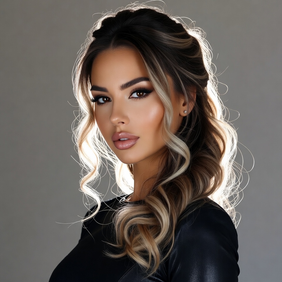 Beautiful woman with balayage hairstyle Beautiful woman with balayage hairstyle