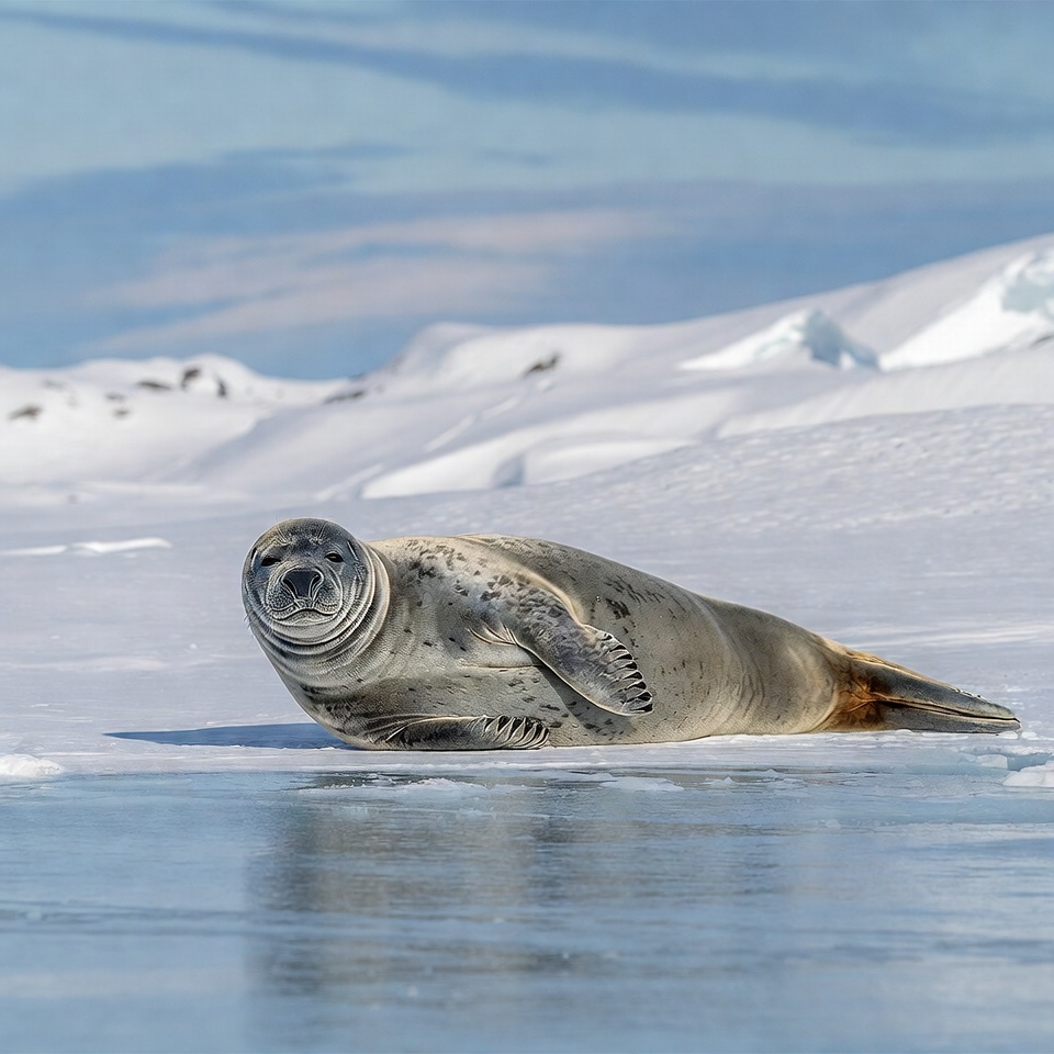Harbor seal on ice Harbor seal on ice