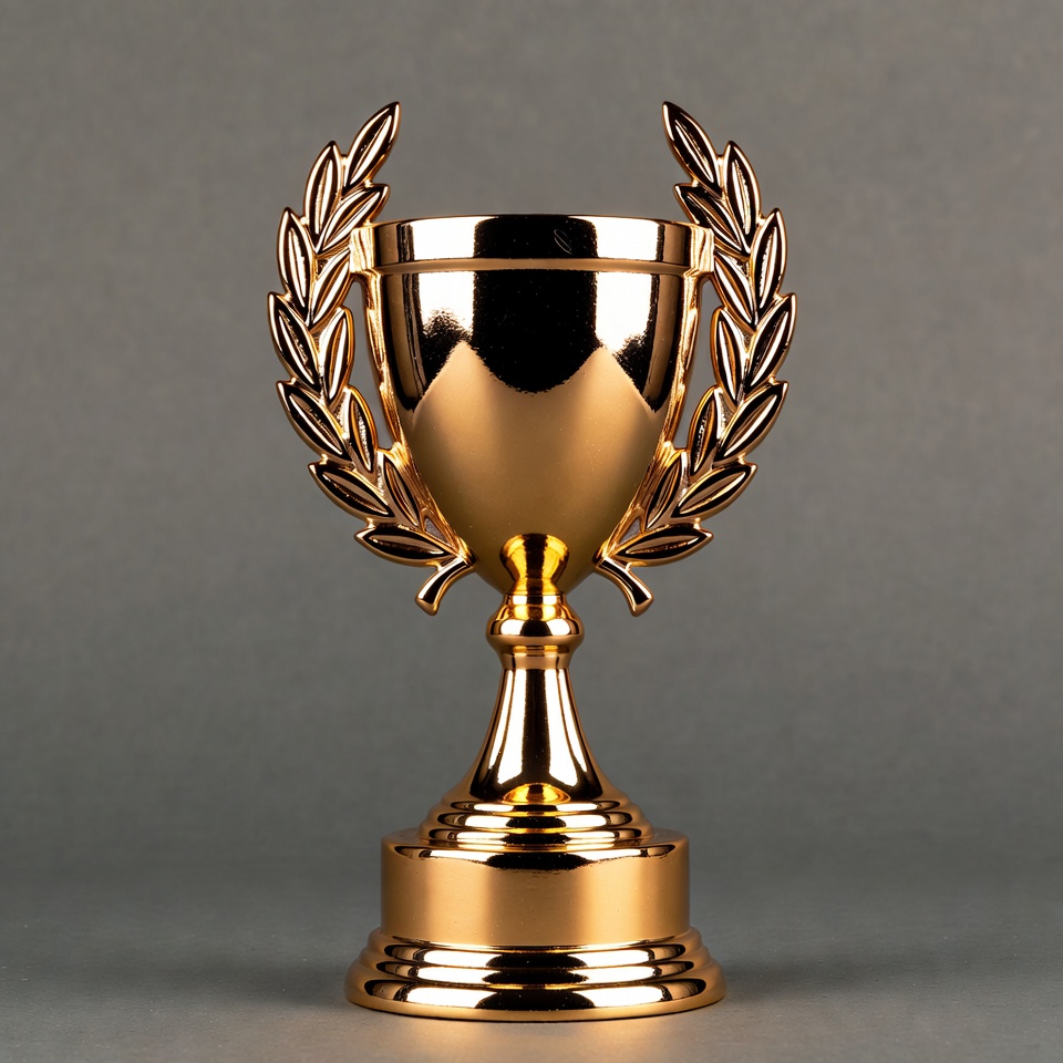 Gold trophy with laurel wreath Gold trophy with laurel wreath