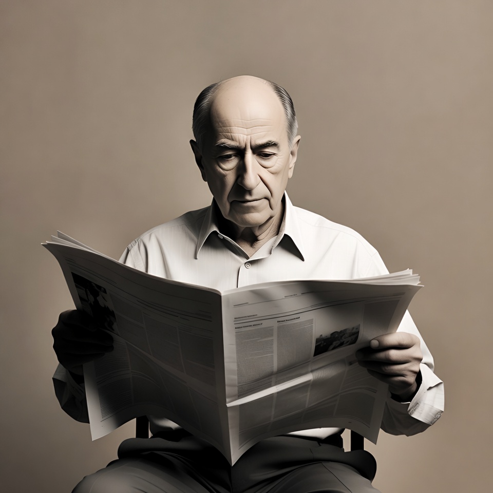 Elderly man reading newspaper Elderly man reading newspaper