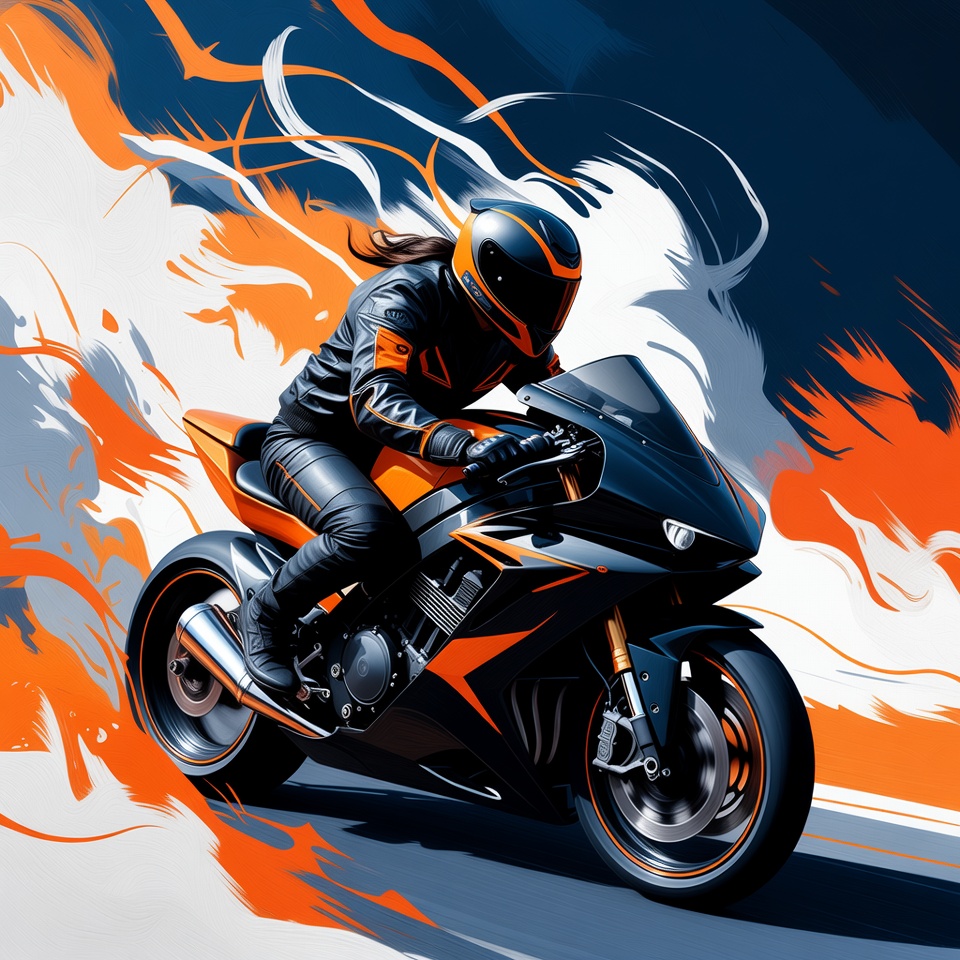 Woman Riding Sport Motorcycle Woman Riding Sport Motorcycle