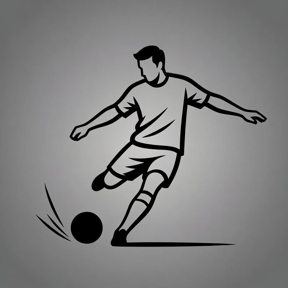 Man kicking soccer ball silhouette Man kicking soccer ball silhouette