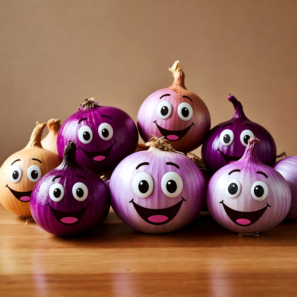 Smiling Cartoon Onions Group Smiling Cartoon Onions Group