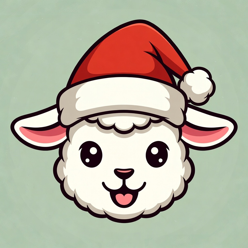 Cute Sheep Wearing Santa Hat Cute Sheep Wearing Santa Hat