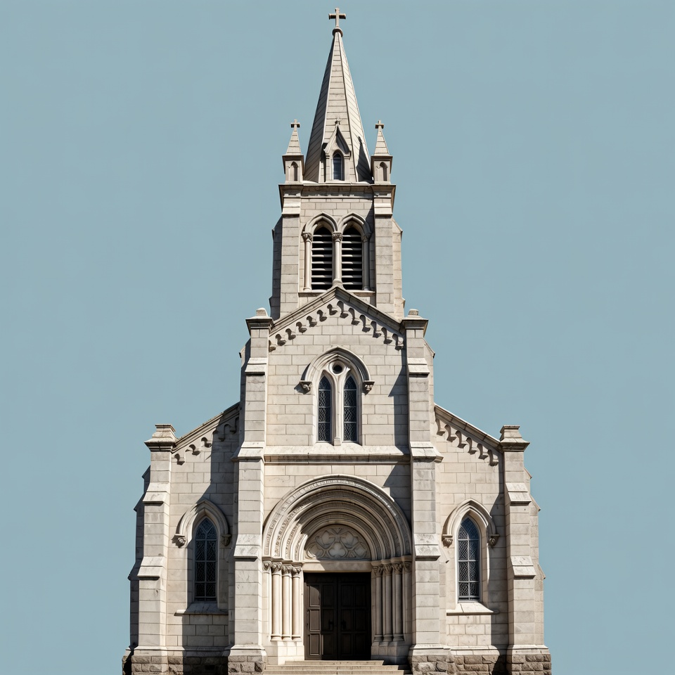 White Gothic Church on Blue Sky White Gothic Church on Blue Sky