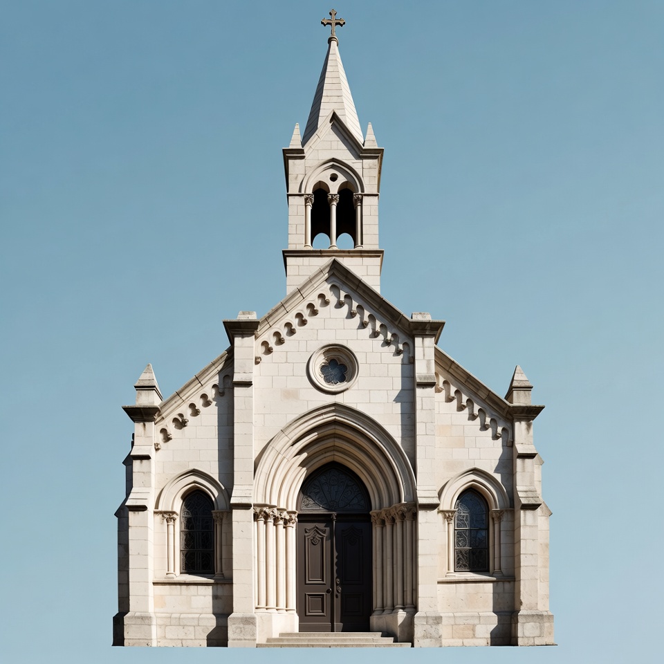 White Gothic Church with Steeple White Gothic Church with Steeple