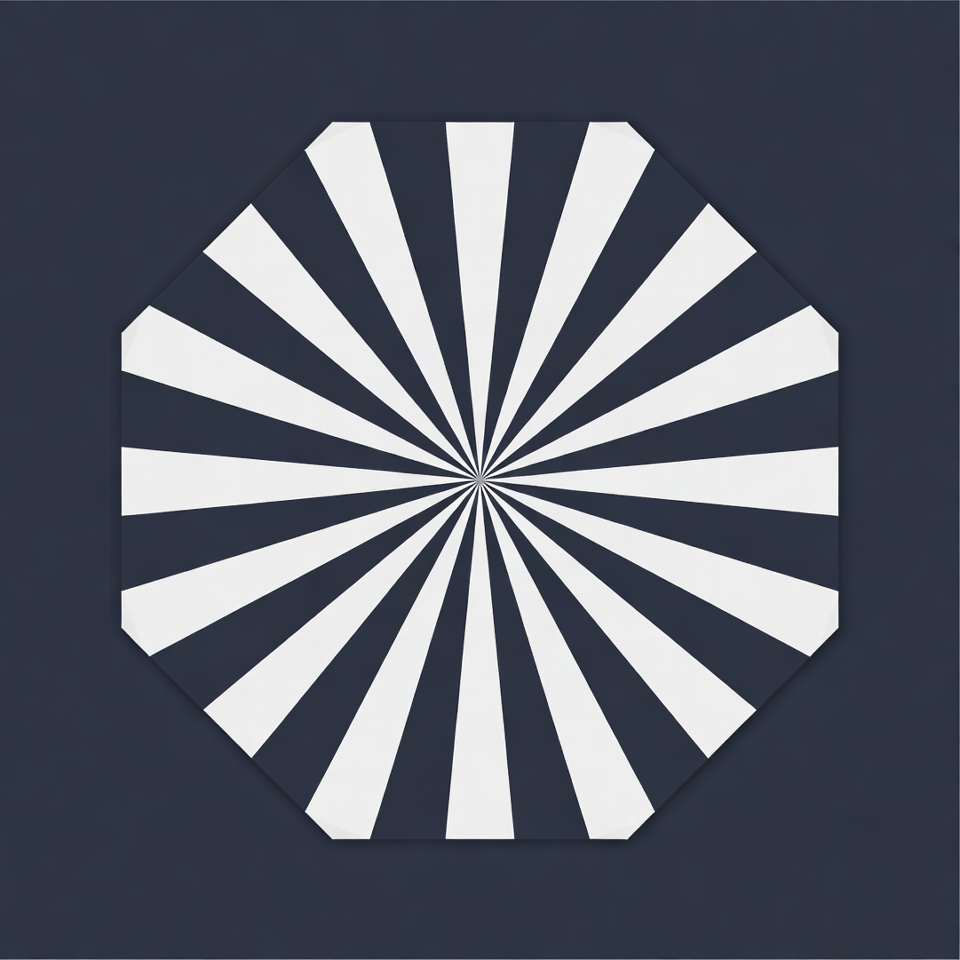 Octagon Radial White Rays on Navy Octagon Radial White Rays on Navy