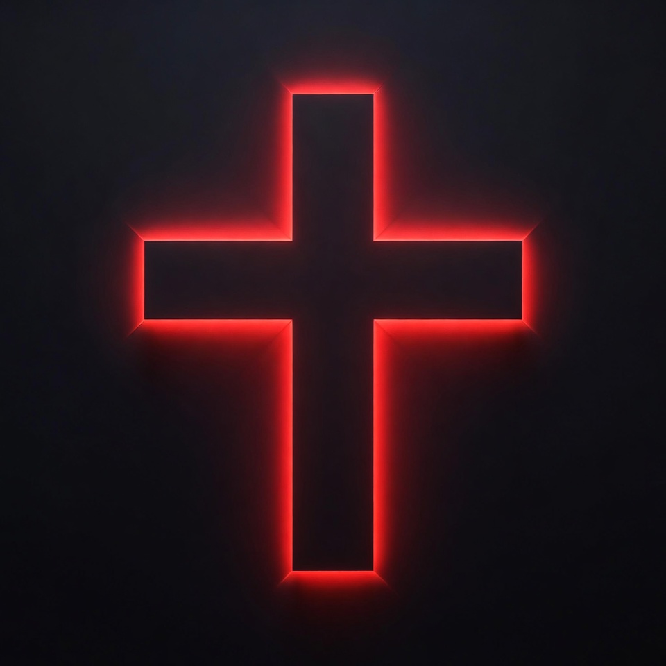 Glowing Red Cross on Black Glowing Red Cross on Black