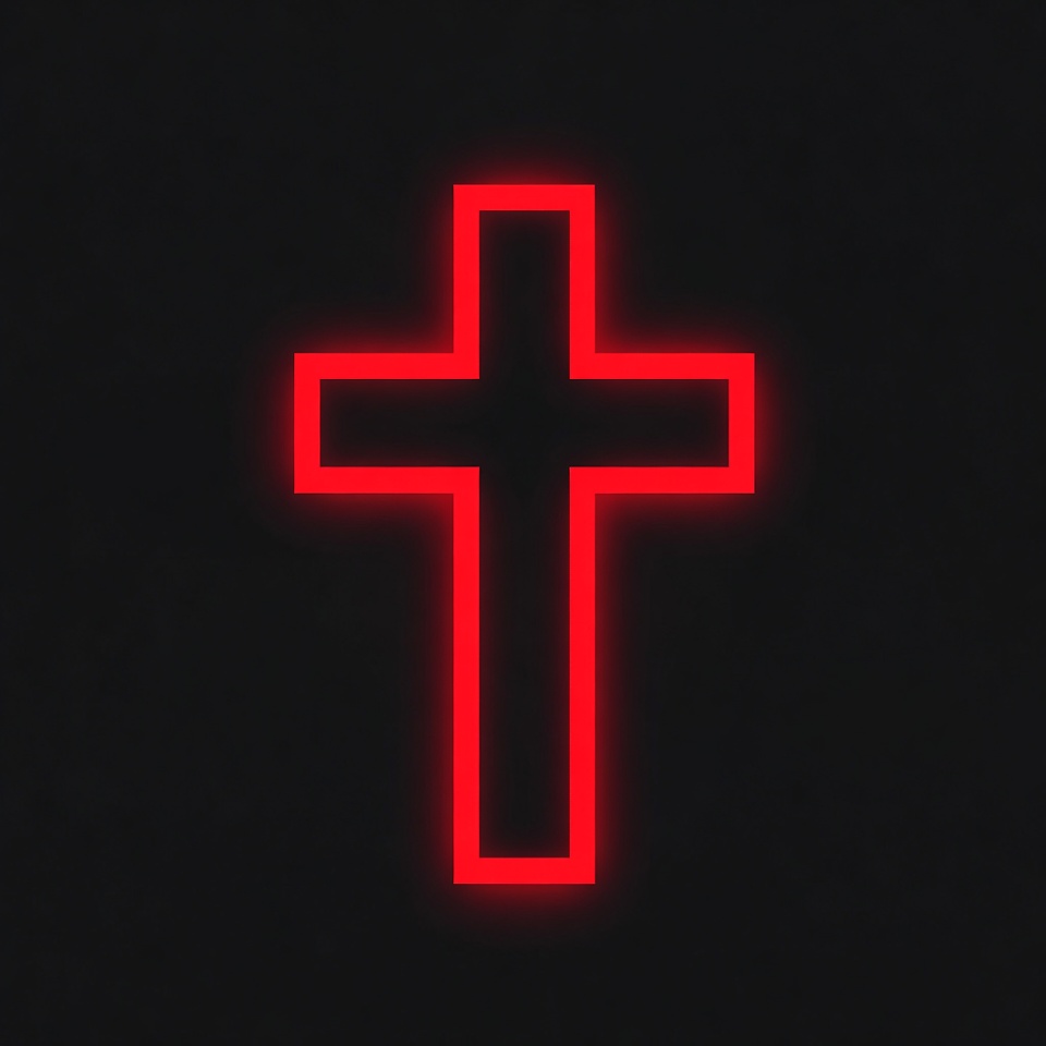 Red Neon Cross Outline Red Neon Cross Outline