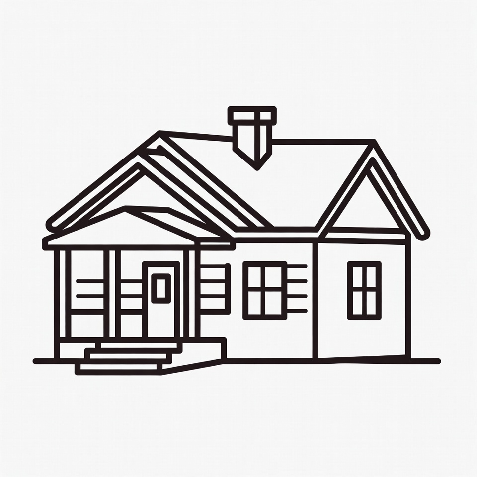 House with Porch Outline Illustration House with Porch Outline Illustration