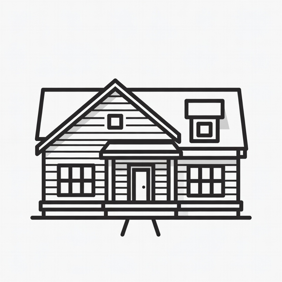 Line drawing of house with porch Line drawing of house with porch