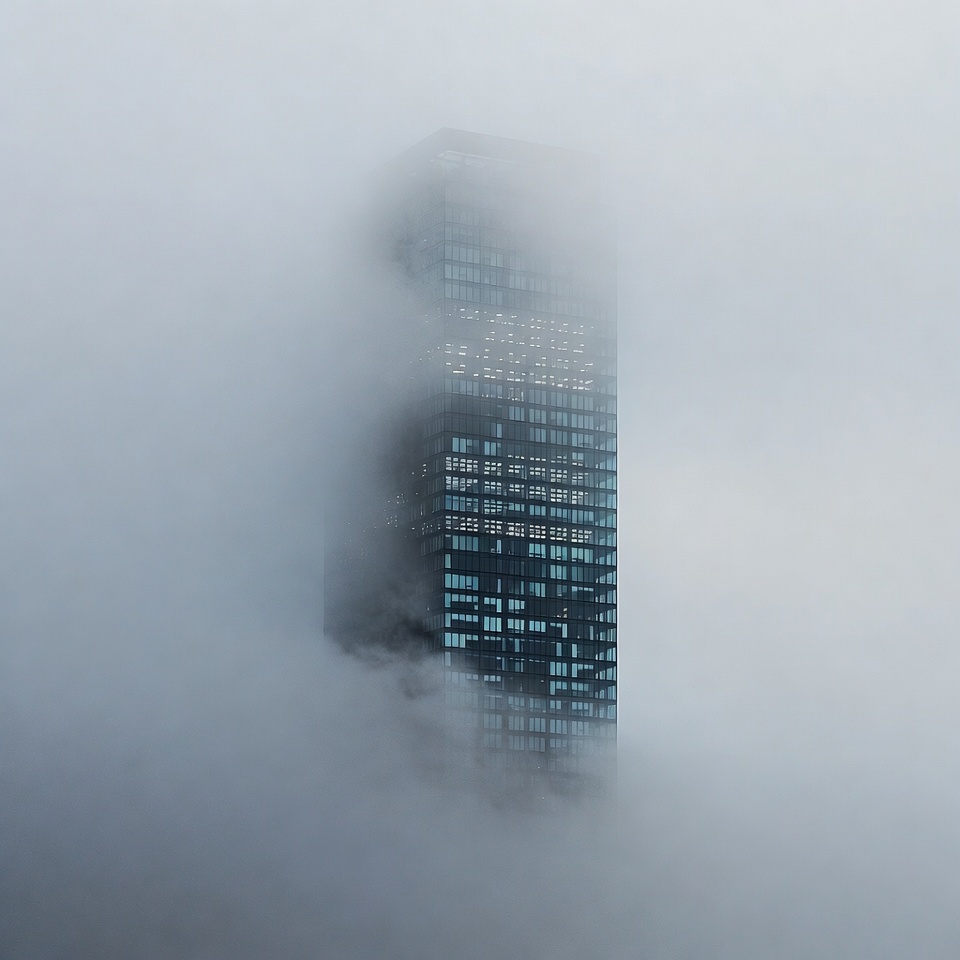 Tall Skyscraper in Dense Fog Tall Skyscraper in Dense Fog