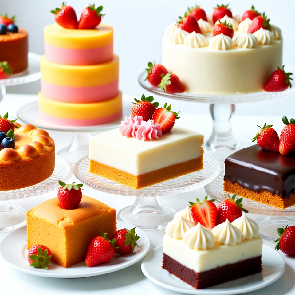 Strawberry Topped Cakes Display Strawberry Topped Cakes Display