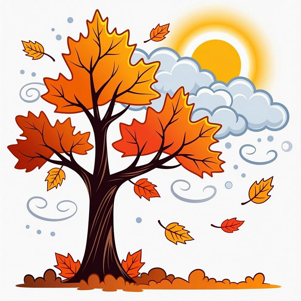 Autumn Tree with Falling Leaves Autumn Tree with Falling Leaves